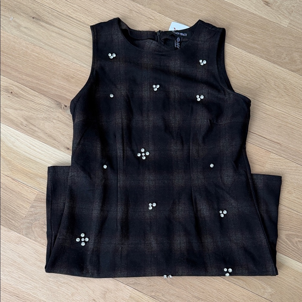 Ellen Tracy Black Sleeveless dress with crystal details